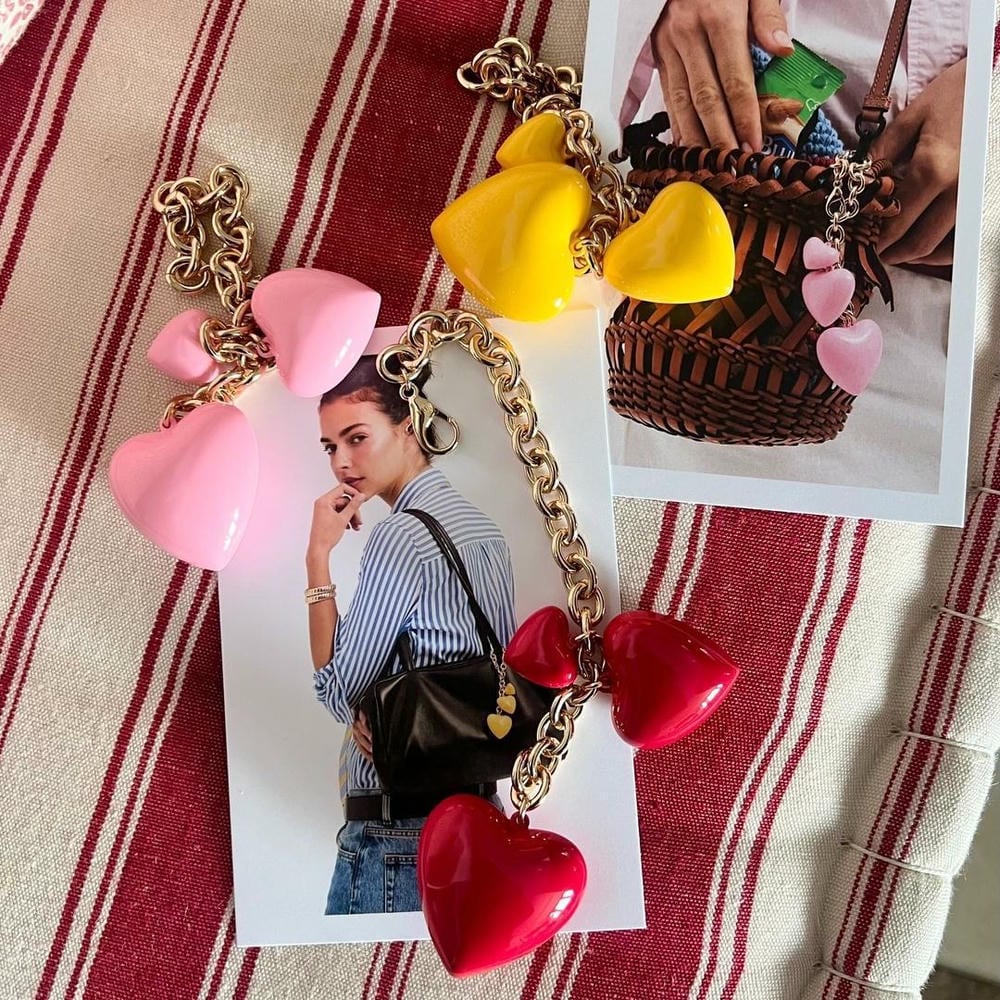 Heart Resin Charm Cute Bag Keychain Accessory Gift for Women
