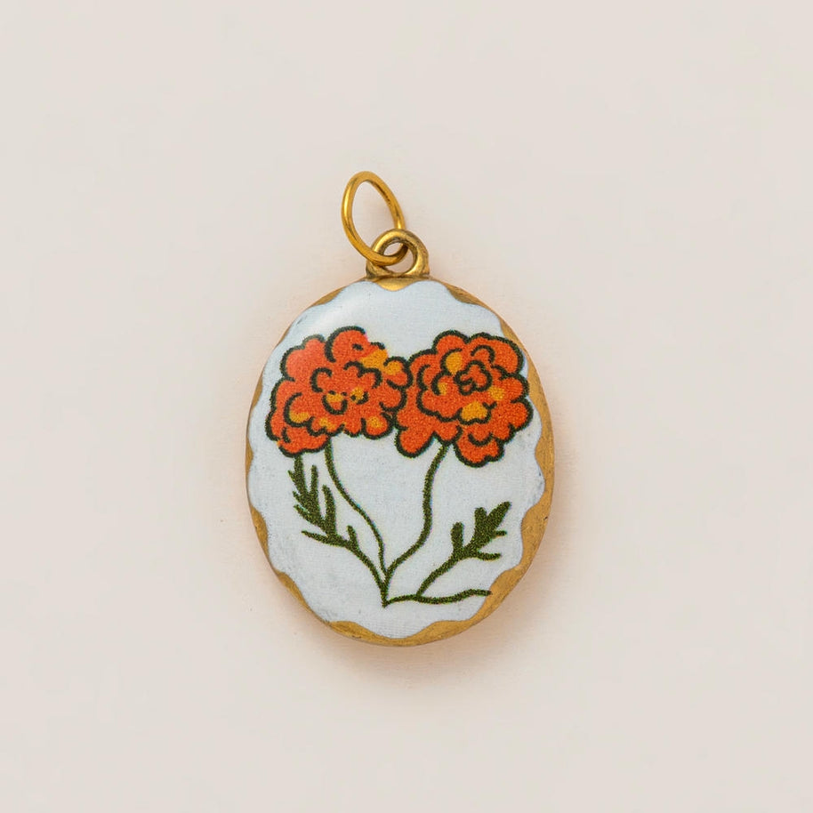 DIY Flower Grass Pendant Heart Print Colorful Charm JX252601S