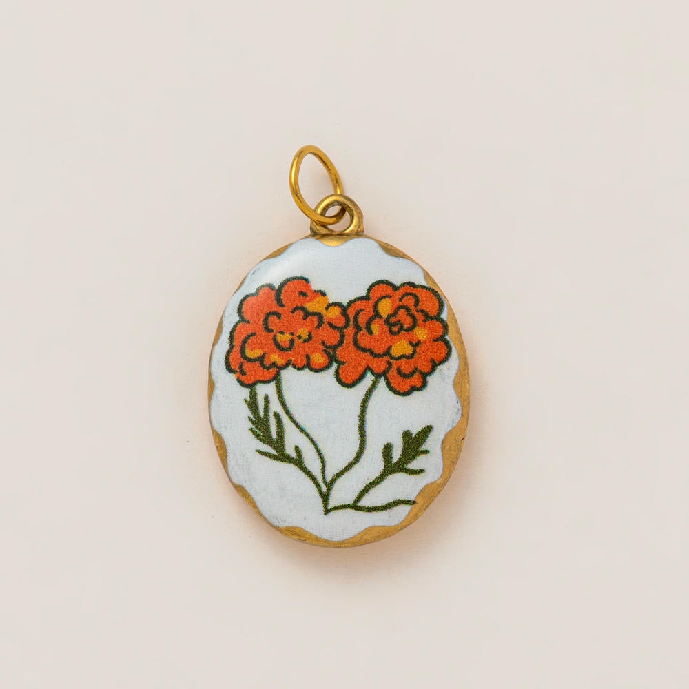 DIY Flower Grass Pendant Heart Print Colorful Charm JX252601S