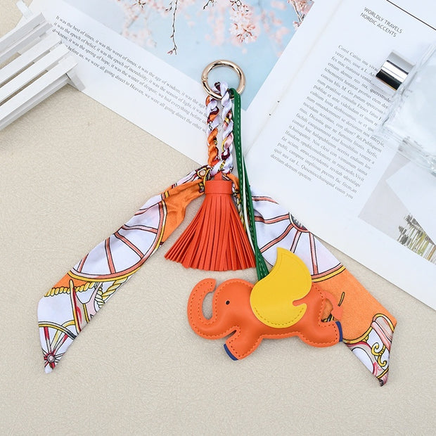 Dumbo Keychain | Cute Leather Tassel Scarf Bag Charm