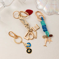 Heart Evil Eye Bag Charms Braided Rope Keychain Accessories