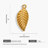 European Steel Flower Leaf Enamel Pendant 18K Gold Plated