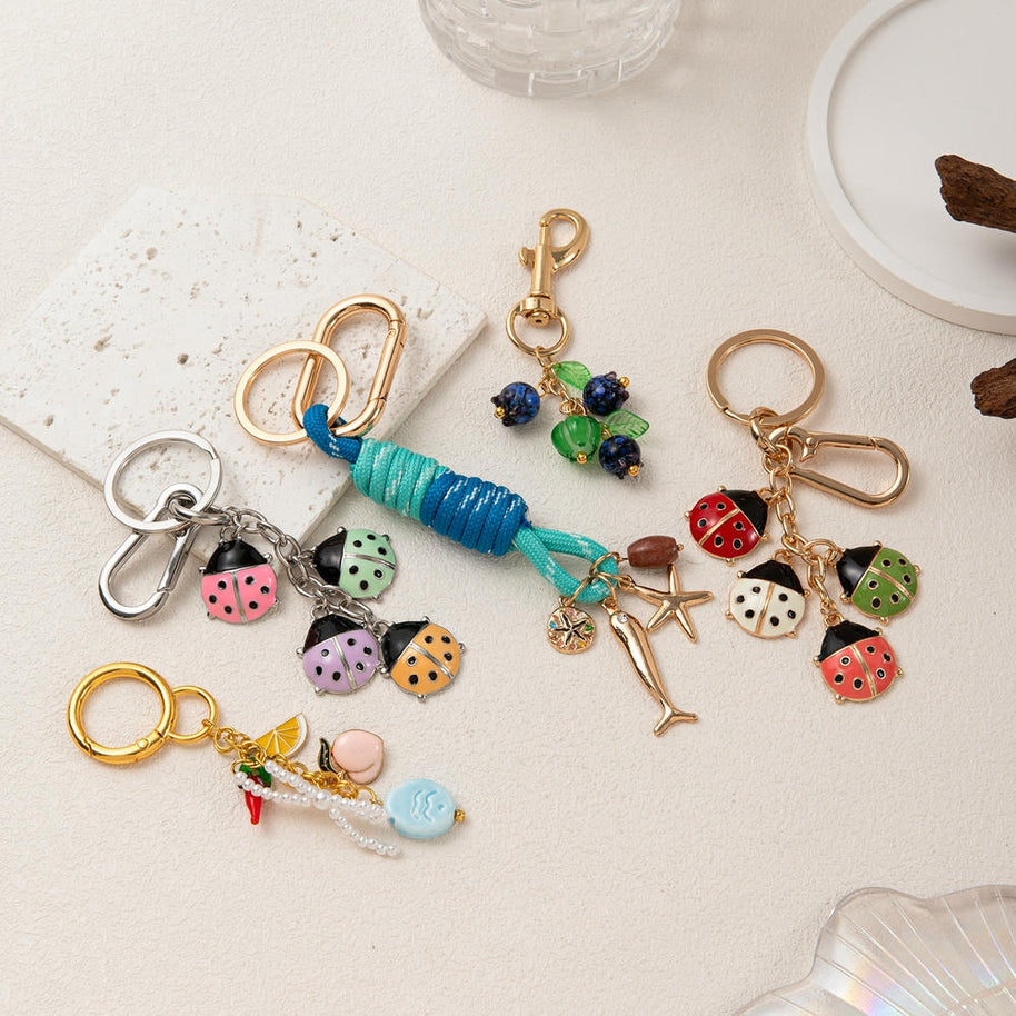 Cute Ladybug Fruit Bag Charms DIY Keychain Accessories