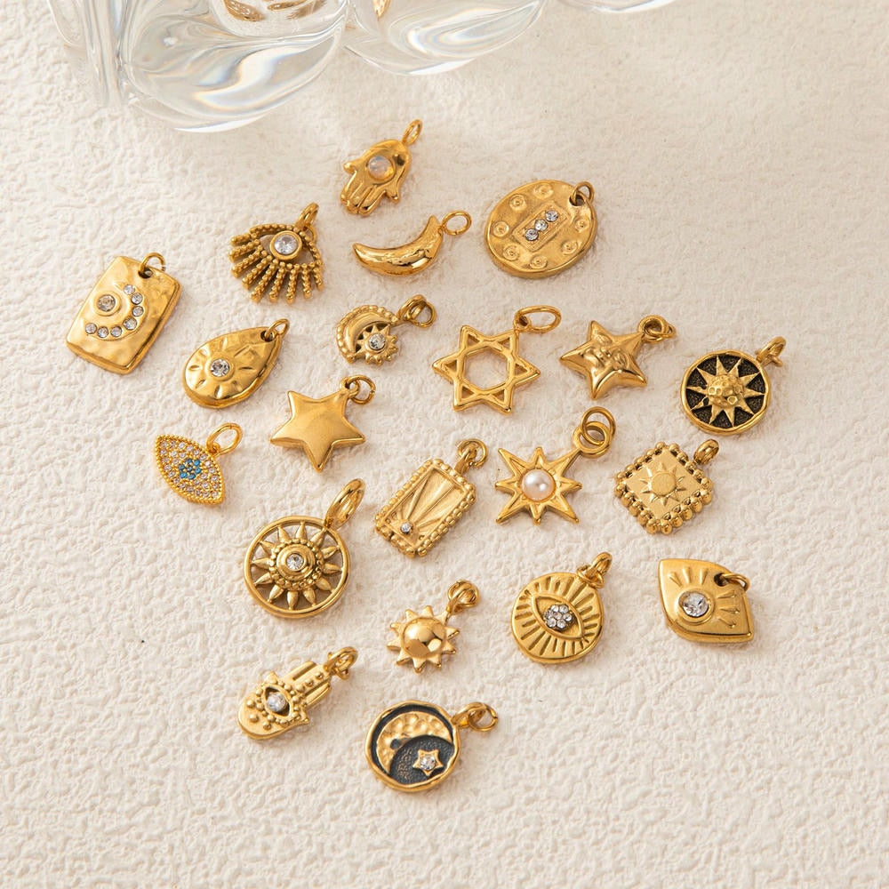 Celestial Evil Eye Hamsa Charms Stainless Steel DIY Pendants