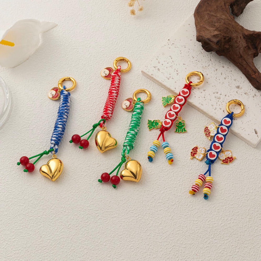 Heart Frog Pendants Cute Woven Keychain Charms JX251405O01