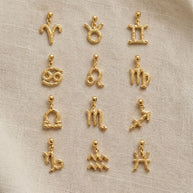 12 Zodiac Sign Charm Pendant Steel 18K Gold Tarnish Resistant