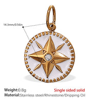 French Retro Starfish Round Necklace Pendant Rhinestones