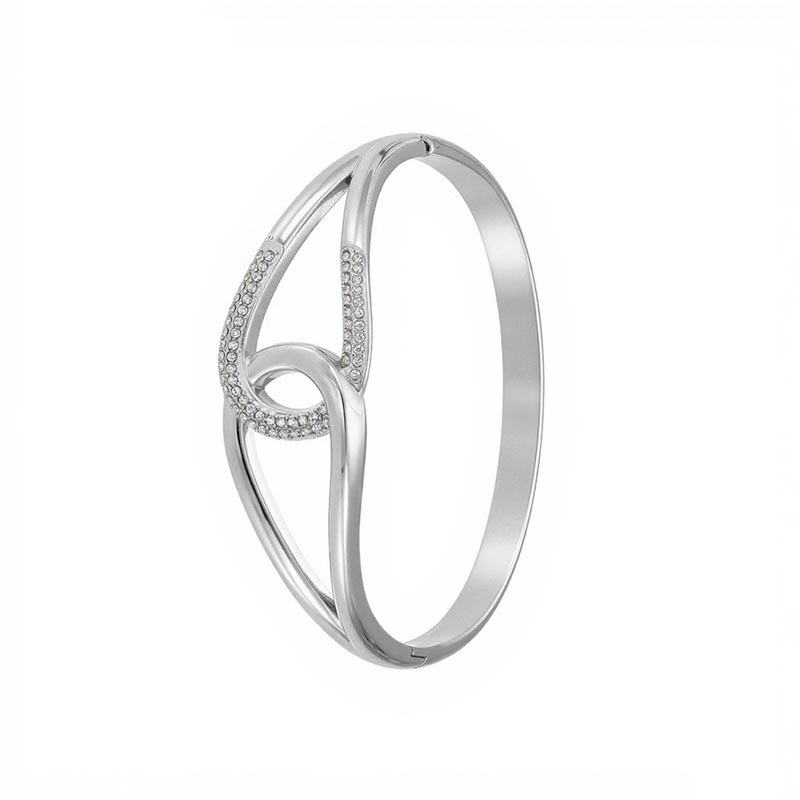 Interlocking Geometric Open Bangle
