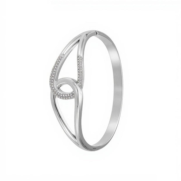 Interlocking Geometric Open Bangle