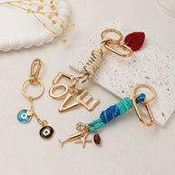 Heart Evil Eye Bag Charms Braided Rope Keychain Accessories