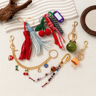 Versatile Tassel Cherry Vintage Boho Bag Charms Keychain