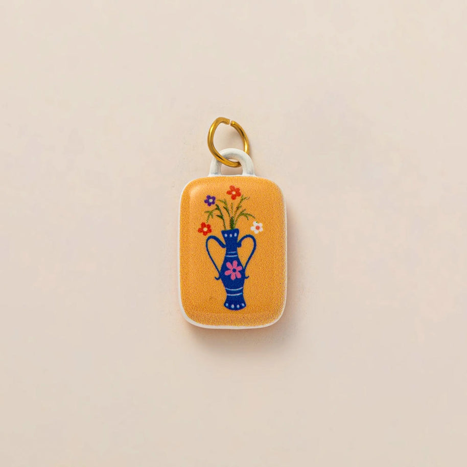 European Cartoon Sea Grass Enamel Pendant 18K Gold Plated