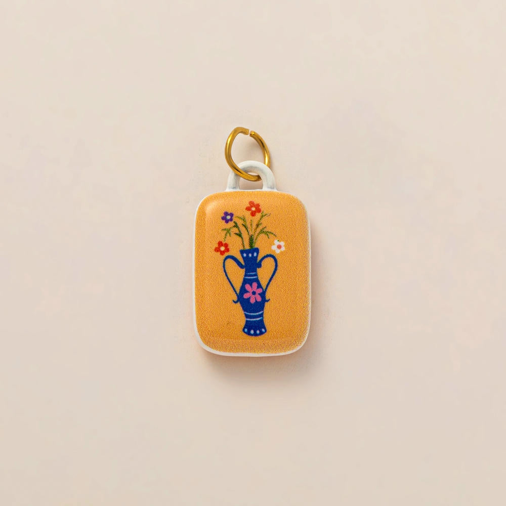 European Cartoon Sea Grass Enamel Pendant 18K Gold Plated