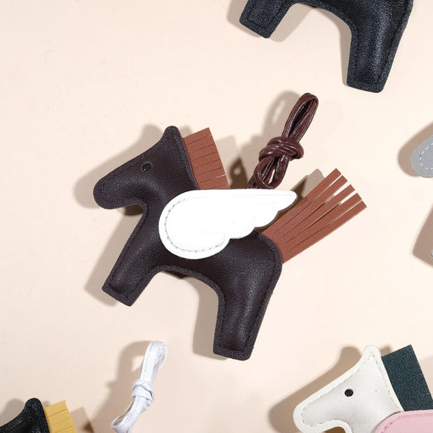 Colorful Pegasus Charm | Handmade Leather Bag Keychain Gift
