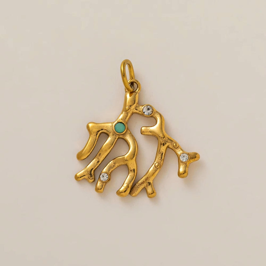 Ocean Series Print Pendant Steel 18K Gold Plated DIY