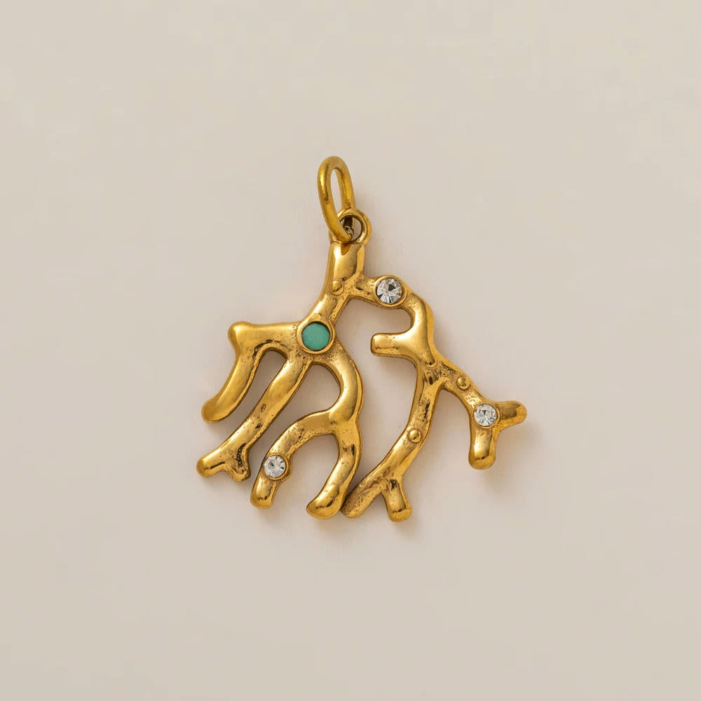 Ocean Series Print Pendant Steel 18K Gold Plated DIY