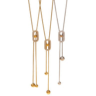 Sliding Fringe Necklace | 18K Gold Plated Zircon Bead Chain