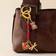 Cute Cherry Bear Bag Charms 18K Gold Plated DIY Accessories