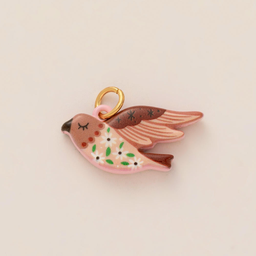 Colorful Pumpkin Bird Enamel Pendant 18K Gold Plated Women