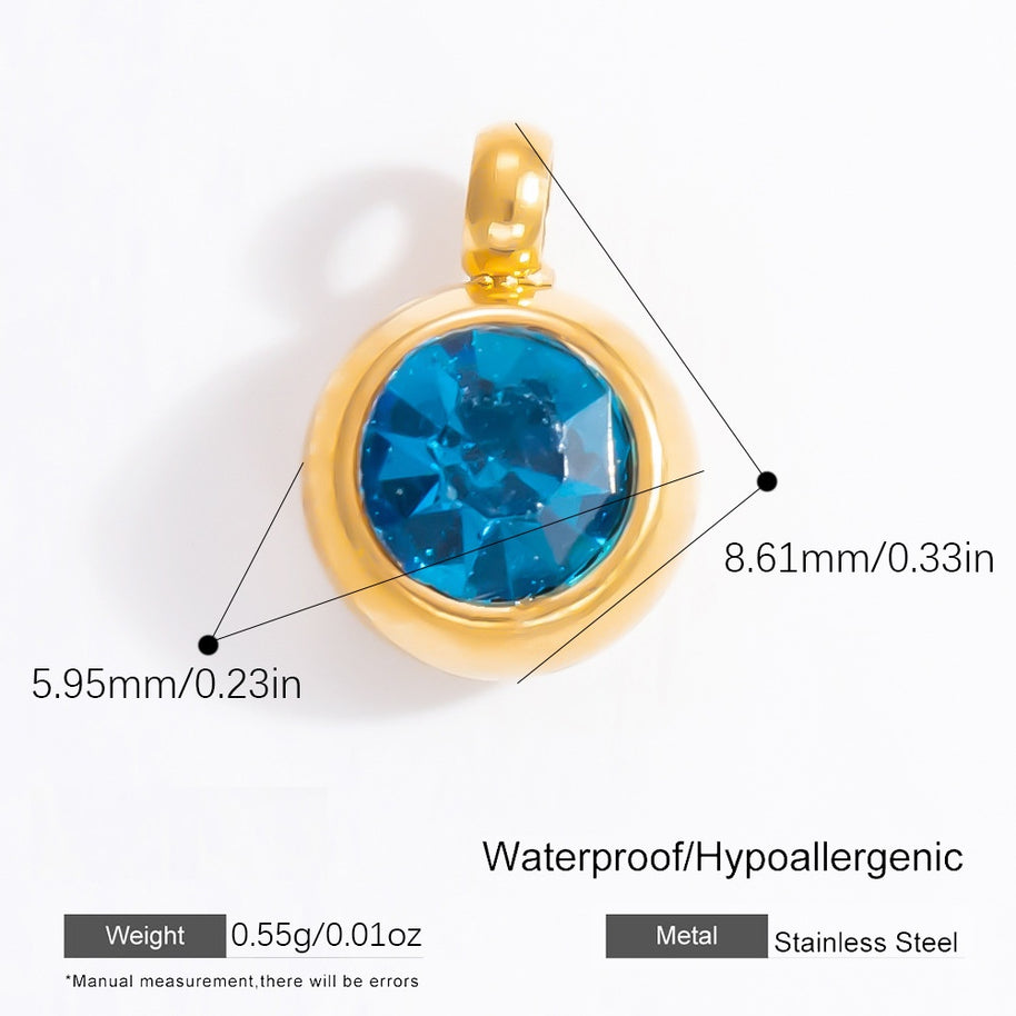 6mm Birthstone Single Pendant Steel Necklace Charm JXPJ91627A