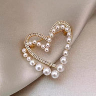 Unique Pearl Double Heart Brooch JZQ001P
