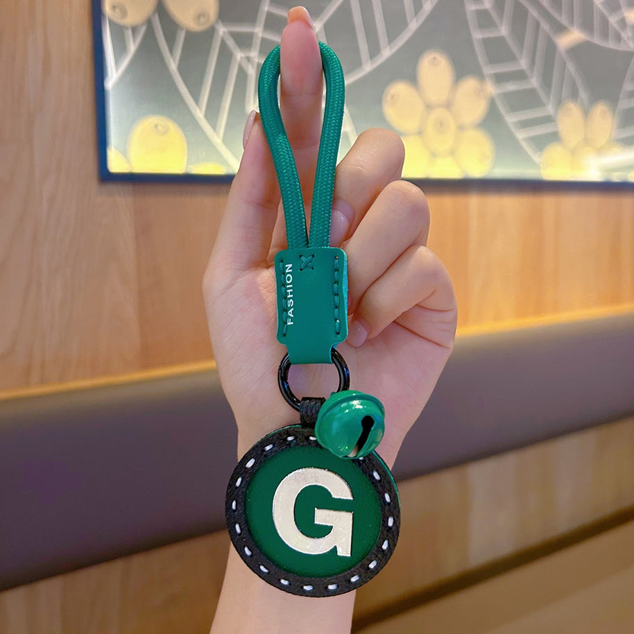 Letter Keychain | Round Leather Charm | Minimalist Gift