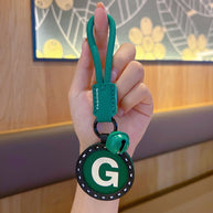 Letter Keychain | Round Leather Charm | Minimalist Gift