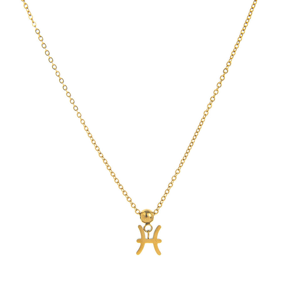 12 Zodiac Sign Charm Pendant Steel 18K Gold Tarnish Resistant