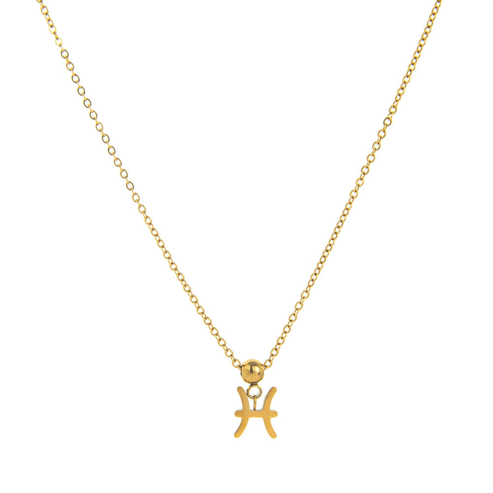 12 Zodiac Sign Charm Pendant Steel 18K Gold Tarnish Resistant
