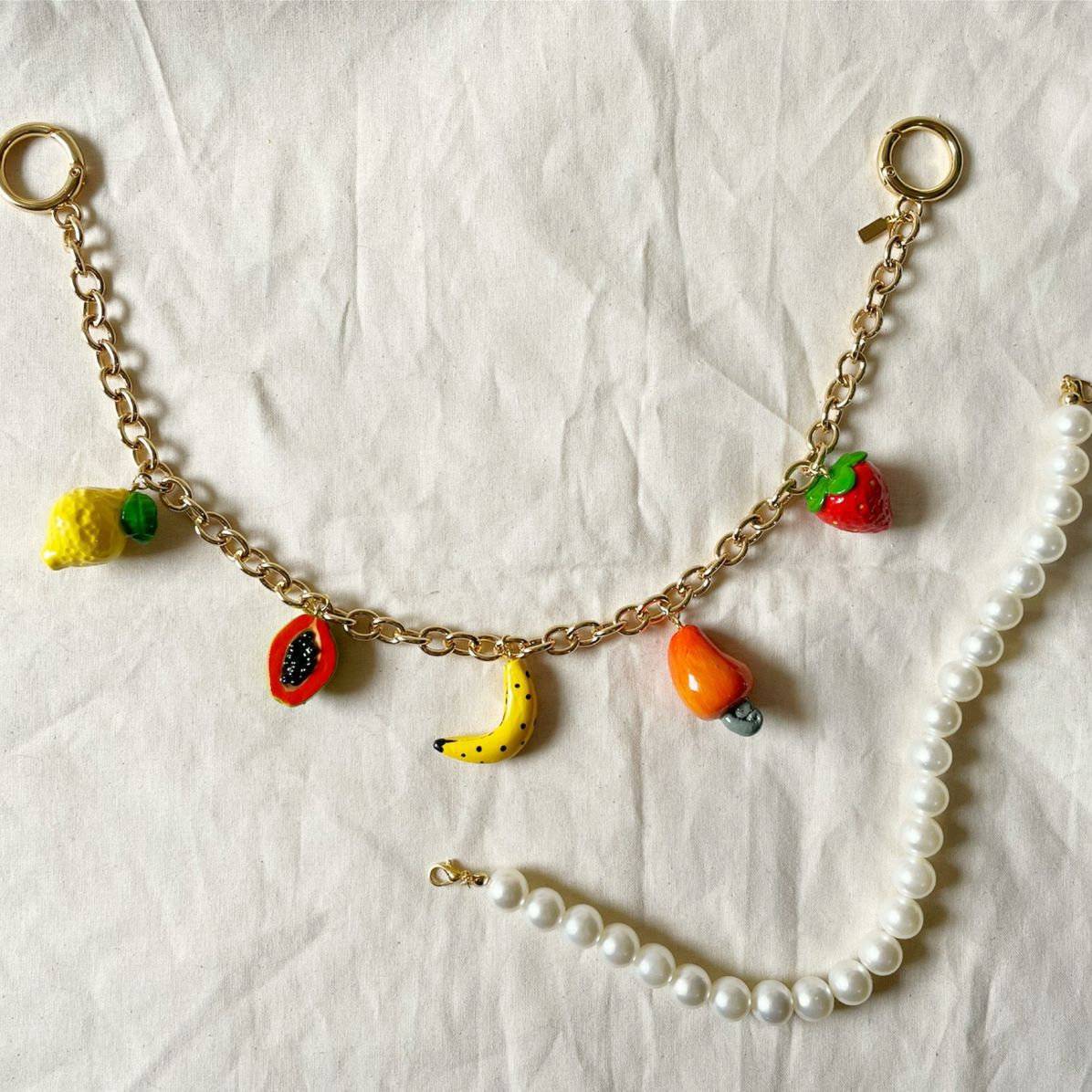 Double-Layered Beaded Fruit Pendant DIY Bag Charm JX251701Q01