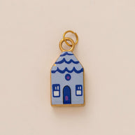 Oval Enamel Flower House Pendant DIY Charm Jewelry JX253203GK