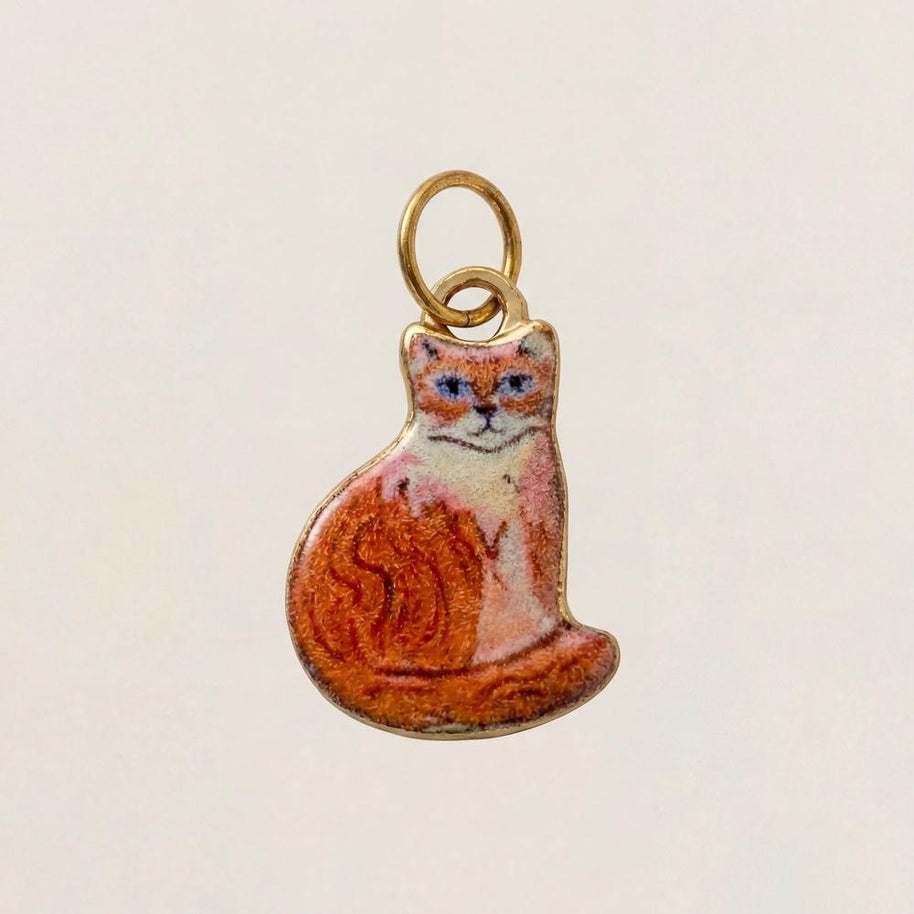 Cute Cat Ceramic Enamel Pendant Steel DIY Jewelry Wholesale
