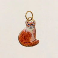 Cute Cat Ceramic Enamel Pendant Steel DIY Jewelry Wholesale