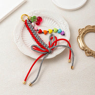 Dopamine Rainbow Bow Cherry Heart Keychain Bag Charm