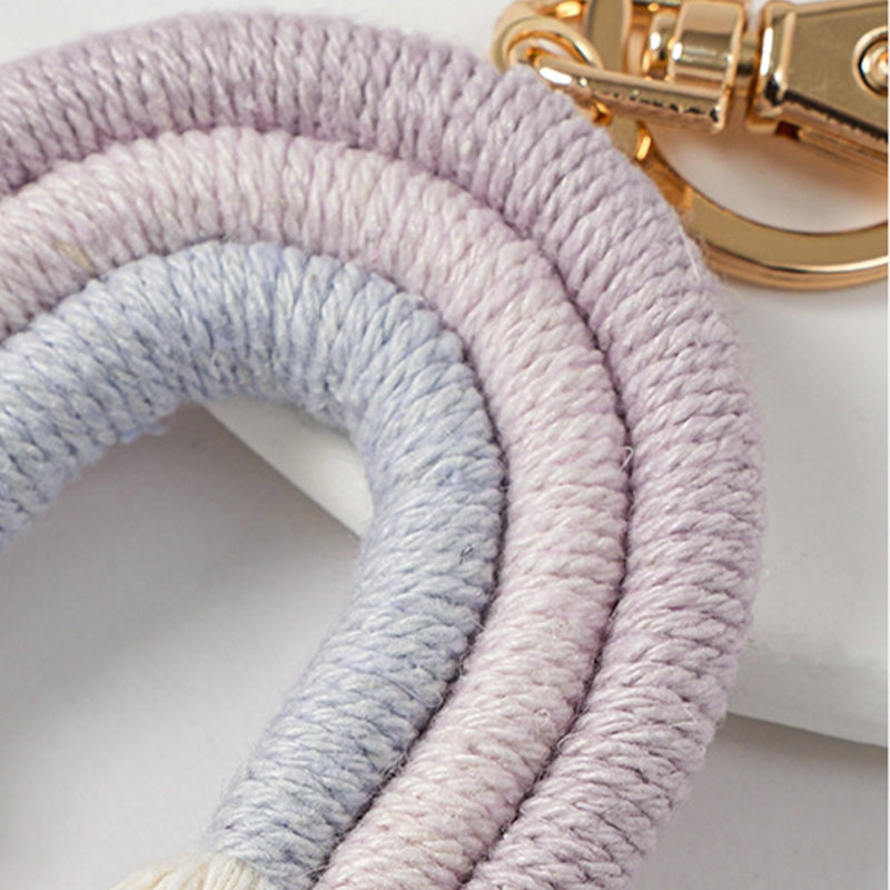 Handmade Fashion Cotton Boho Rainbow Keychain Charm JXK68215