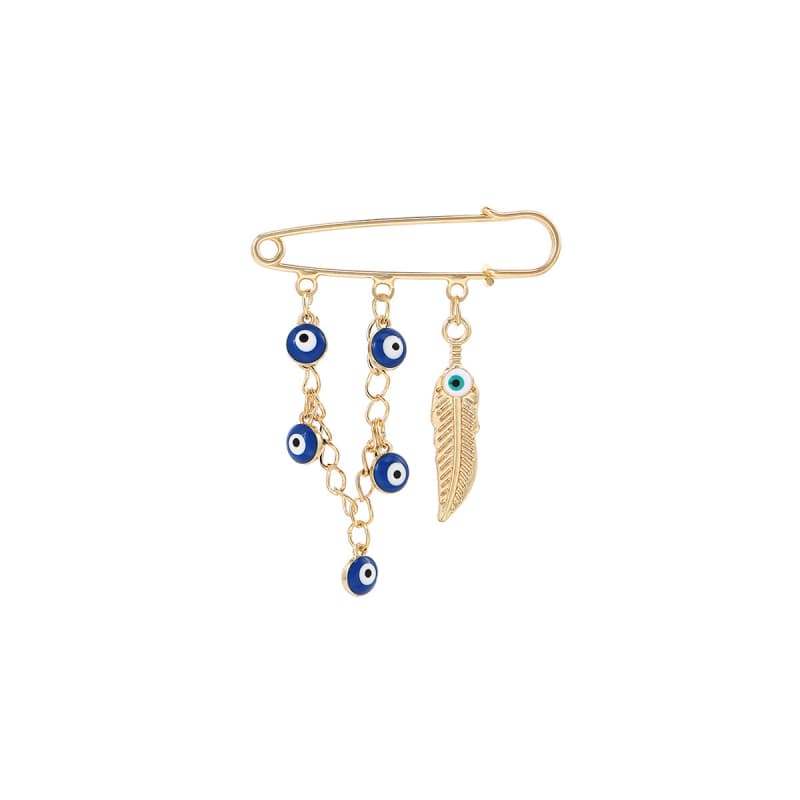 Evil Eye And Feather Paperclip Brooch JDDZ345