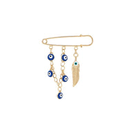 Evil Eye And Feather Paperclip Brooch JDDZ345