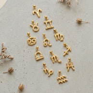 12 Zodiac Sign Charm Pendant Steel 18K Gold Tarnish Resistant