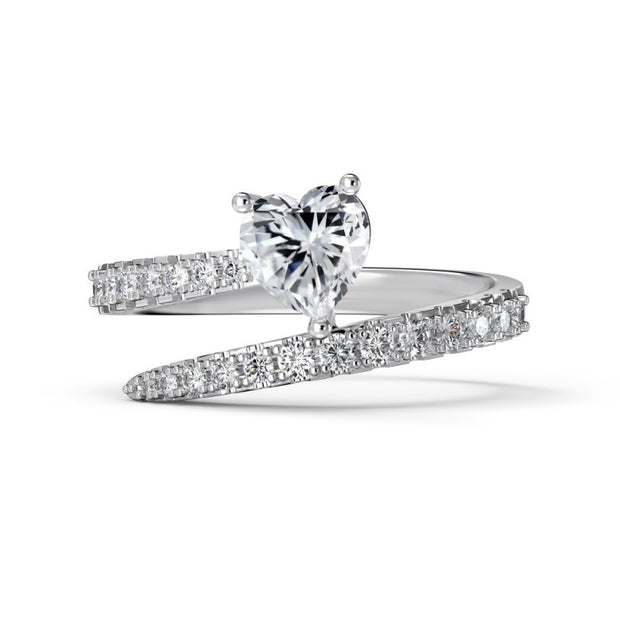 Heart CZ Iced Out Spiral Ring JDY120954