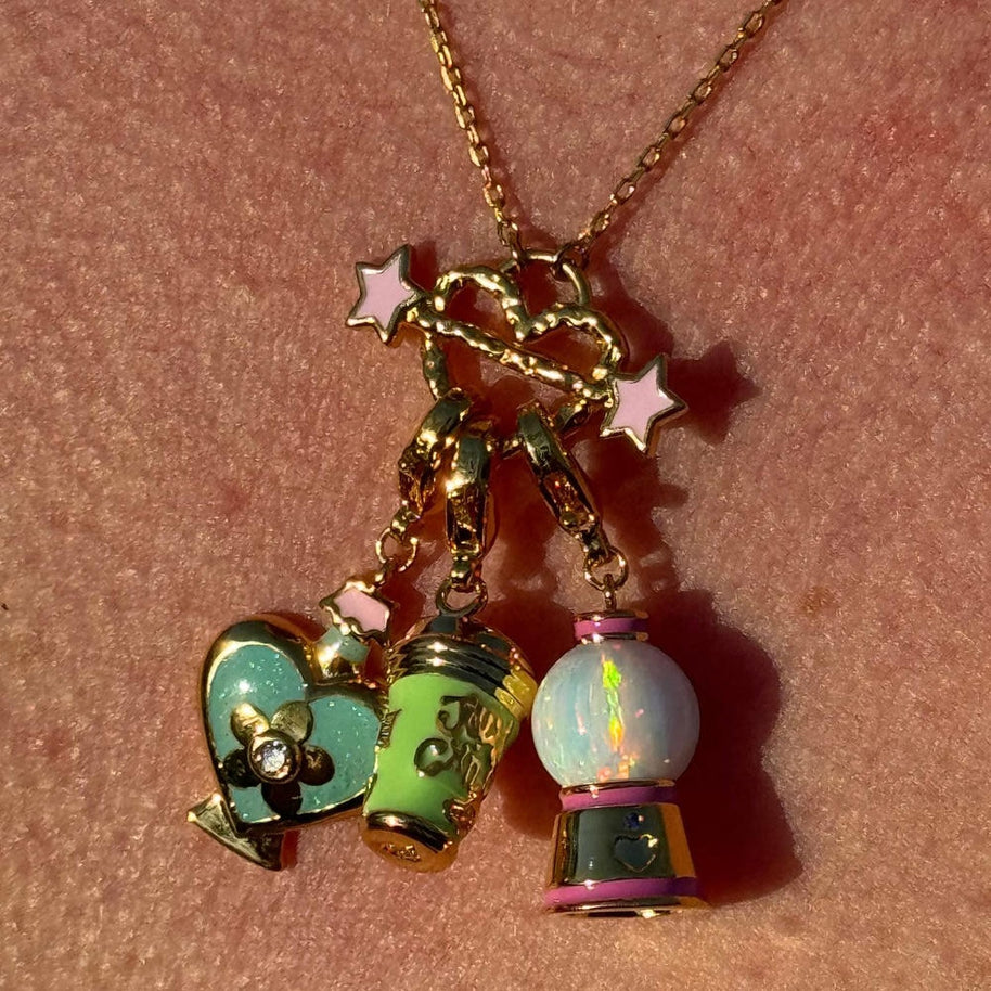 Waterproof Steel Colorful Heart Cartoon Pendant Bag Charm