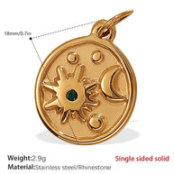 French Retro Starfish Round Necklace Pendant Rhinestones