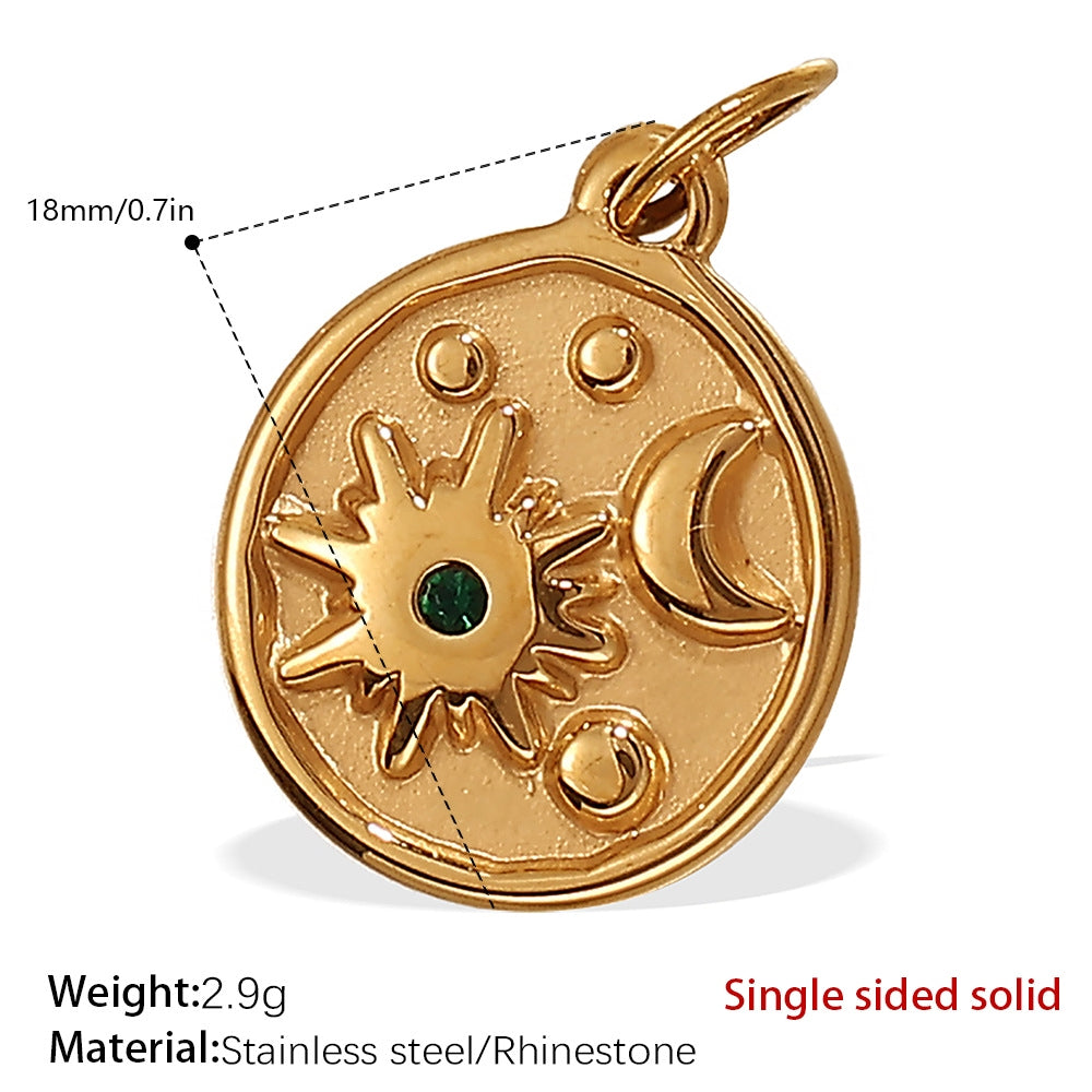 French Retro Starfish Round Necklace Pendant Rhinestones