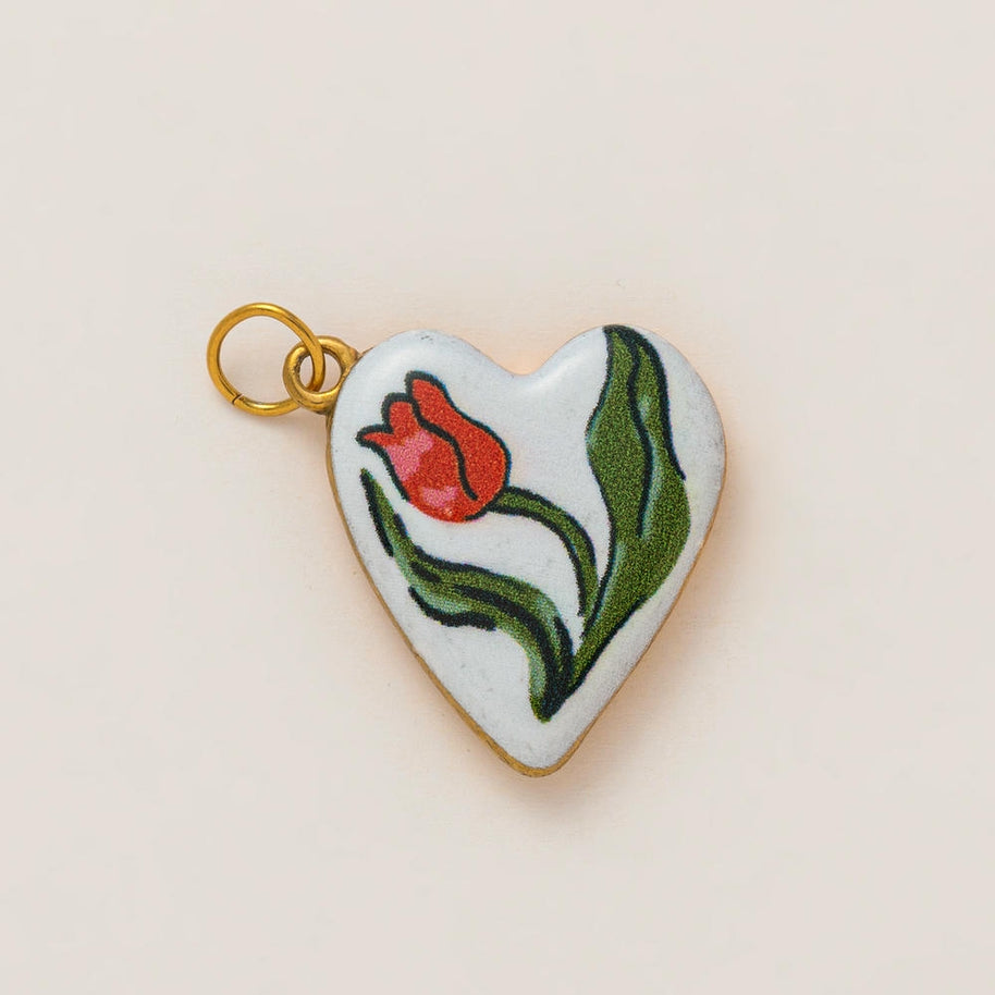 DIY Flower Grass Pendant Heart Print Colorful Charm JX252601S
