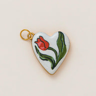 DIY Flower Grass Pendant Heart Print Colorful Charm JX252601S