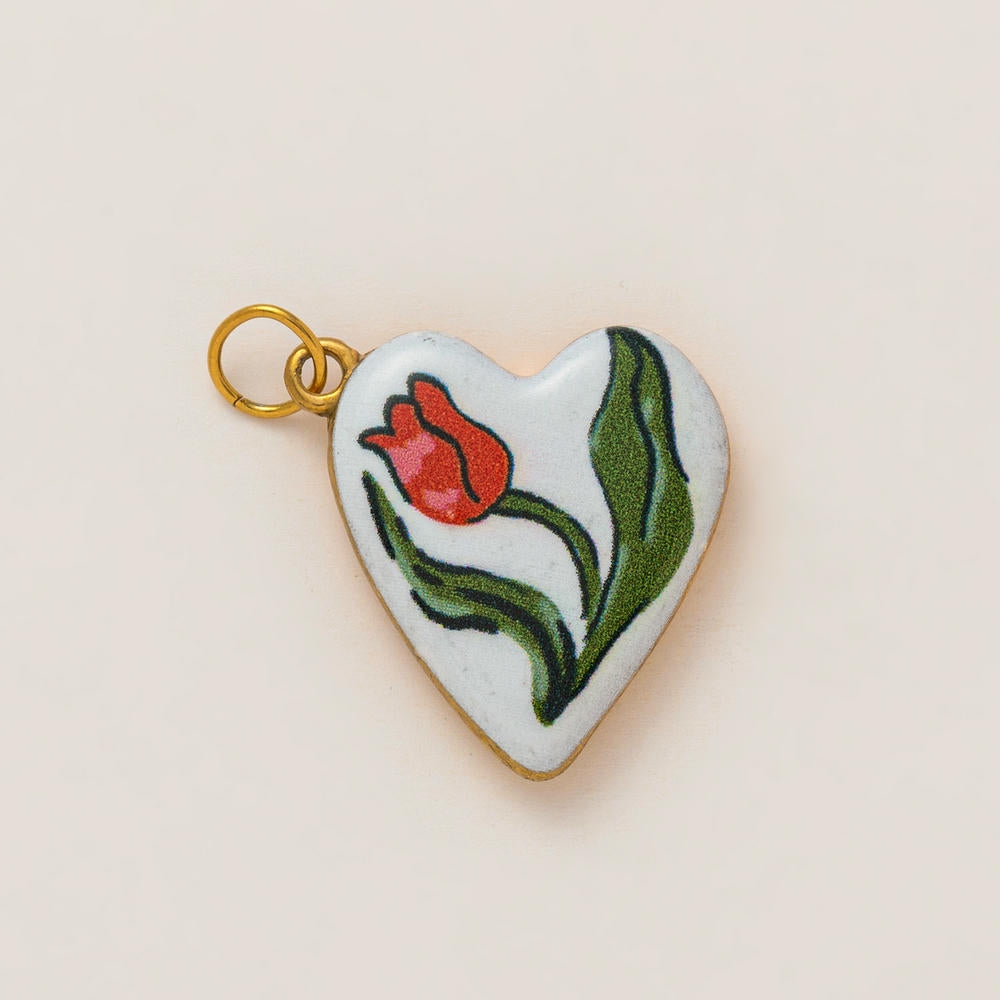 DIY Flower Grass Pendant Heart Print Colorful Charm JX252601S