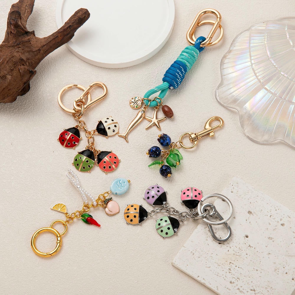 Cute Ladybug Fruit Bag Charms DIY Keychain Accessories