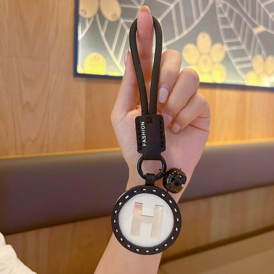 Letter Keychain | Round Leather Charm | Minimalist Gift