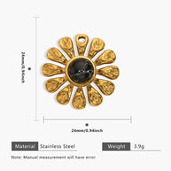 European Steel Flower Leaf Enamel Pendant 18K Gold Plated