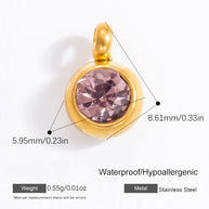 6mm Birthstone Single Pendant Steel Necklace Charm JXPJ91627A