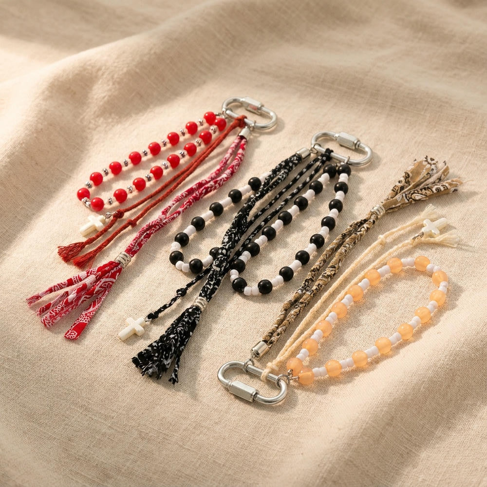 Summer Fashion Beading Keychain Bag Charm Pendant JX251604U
